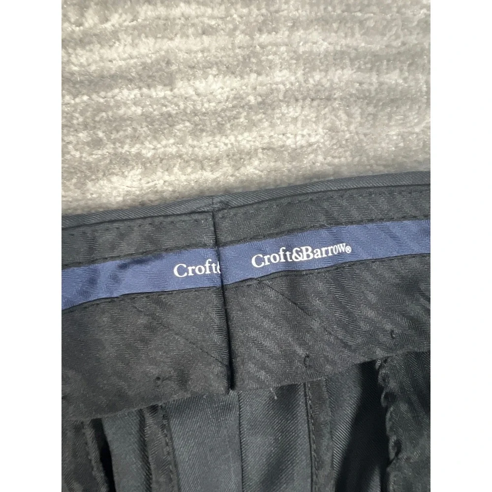 Croft & Barrow Dress Pants Mens 36x34 Charcoal Grey Flat Front Classic Trousers